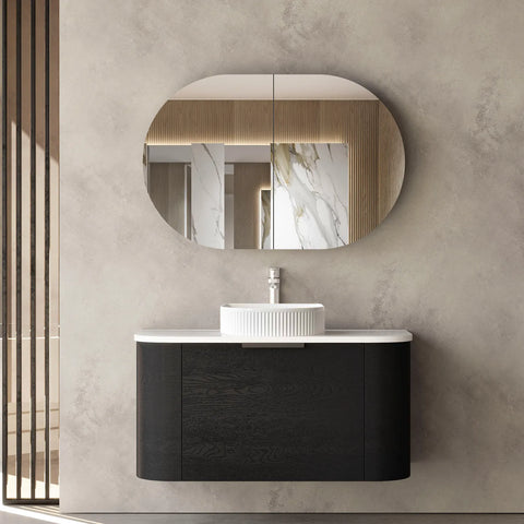 COOGEE Wall Hung Curve Vanity Black Oak