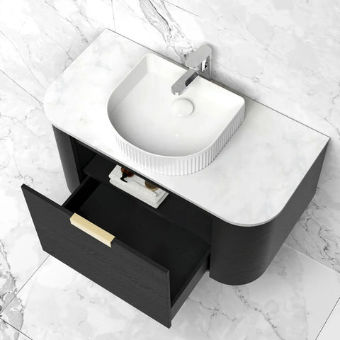 COOGEE Wall Hung Curve Vanity Black Oak (All Sizes)