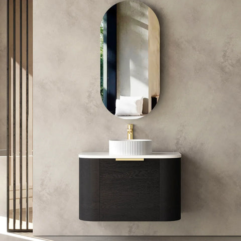 COOGEE Wall Hung Curve Vanity Black Oak