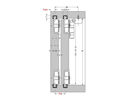 Cinetto BASE (PS03) Sliding System for Internal Doors Sliding Kit Set for Wooden Doors. Includes 2x Upper Slides & 2 x Lower Slides