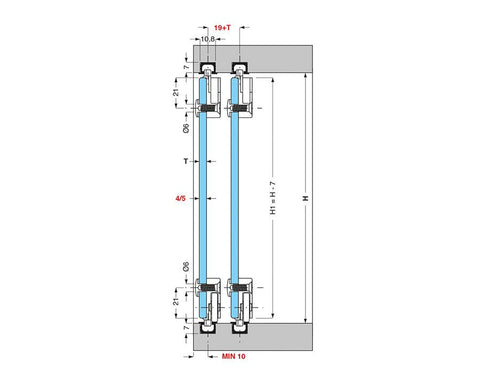 Cinetto BASE (PS03) Sliding System for Internal Doors Sliding Kit Set for Glass Doors. Includes 2x Upper Slides & 2 x Lower Slides