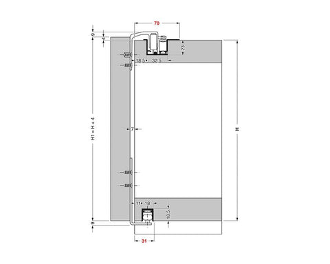 Cinetto INVISIBLE (PS08) One Way Sliding System for Invisible Doors 2 Door System for Wooden Doors with Soft Close. Length: 3050mm