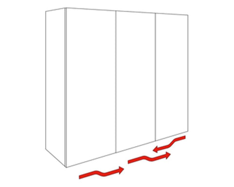 Cinetto PIANO (PS40) Coplanar System for 3 Door Systems (2 Left 1 Right). Length: 4000mm. Weight Capacity: 45kg per outer door and 100kg for middle door
