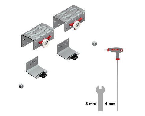 Cinetto VOLO (PS48) Sliding System for Overlapping Doors Wheel Kits Slides