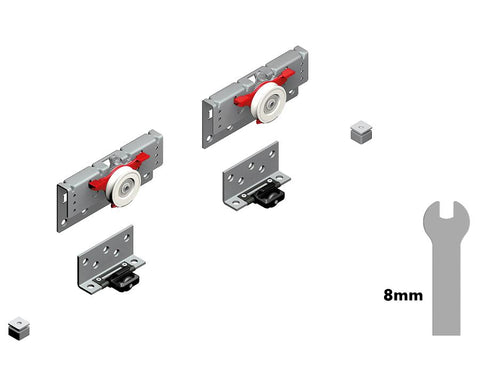 Cinetto VOLO (PS48) Sliding System for Overlapping Doors Wheel Kit Slides for Internal Door. Weight Capacity: 80kg