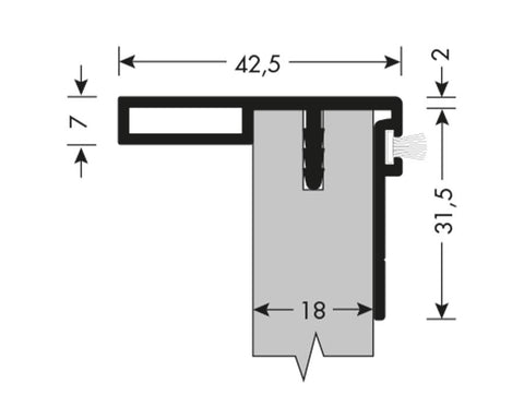 Cinetto VOLO (PS48) Sliding System for Overlapping Doors Narrow Handle Profile. Suits 18mm Doors. Length: 2650mm