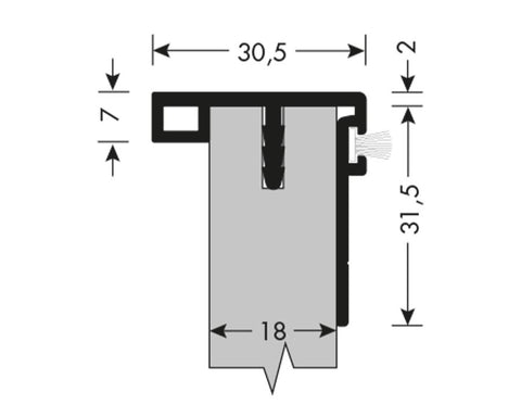Cinetto VOLO (PS48) Sliding System for Overlapping Doors Opposite Handle Profile. Suits 18mm Doors. Length: 2650mm
