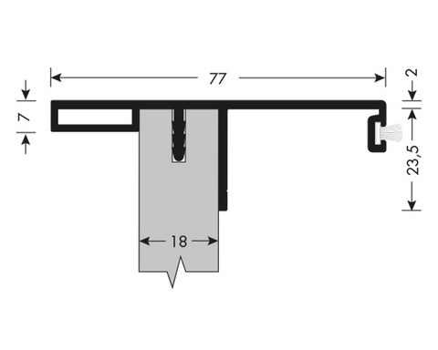 Cinetto VOLO (PS48) Sliding System for Overlapping Doors Wide Handle Profile. Suits 18mm Doors. Length: 2650mm