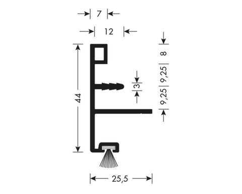 Cinetto AGILE (PS60) Floor Sliding System for Single Sided Doors Handle Profile. To suit 18mm Doors. Length: 2650mm