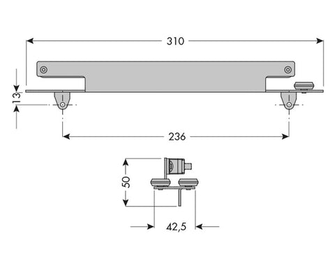 Cinetto AGILE (PS60) Floor Sliding System for Single Sided Doors. Upper Slide with Soft Close. Left Hand. Weight Capacity: 60kg