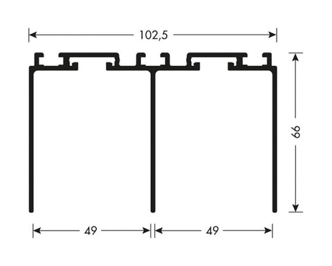 Cinetto AGILE (PS60) Floor Sliding System for Single Sided Doors. Two Way Upper Rail. Length: 3050mm