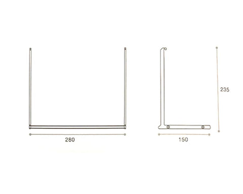Cosma Midway Rail System - Cubo Shelf.  Width: 280mm. Colour: Black