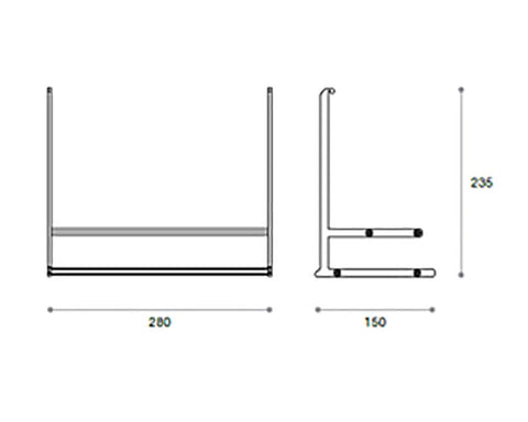 Cosma Midway Rail System - Cubo Spice Rack Shelf.  Width: 280mm. Colour: Anodised Aluminium