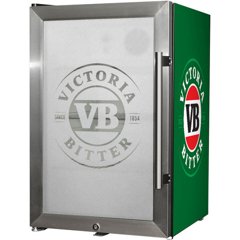 VB Tropical Glass Door Mini Bar Fridge Chromed Adjustable Shelves Blue Led Light And Holds 80 Cans EC68L-SSH-VB-V1