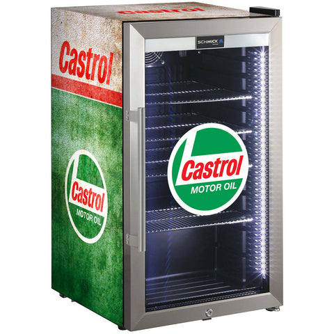 Castrol Schmick Vintage Fuel Pump Triple Glazed Alfresco Bar Fridge With LED Strip Lights - Model SC88-FP-CASTROL