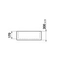 Technical dimension drawing of a rectangular component with rounded corners, showing a height of 170 and a width of 200 with +/- 3 tolerance, on a white background.