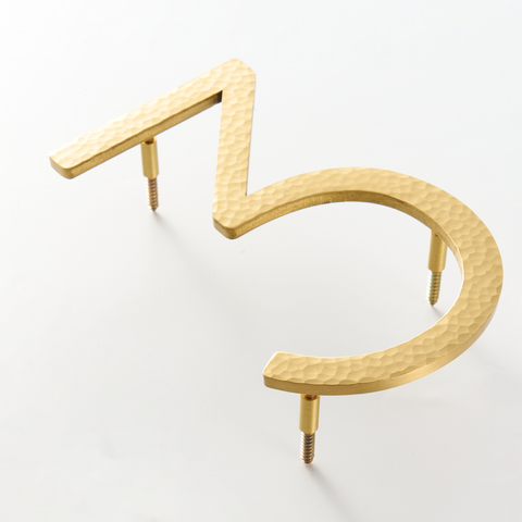 Hammered Solid Brass Floating Numbers | Gold 10cm - 20cm