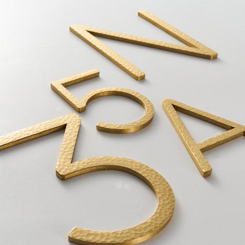 Hammered Solid Brass Floating Lettering | Gold 10cm - 20cm