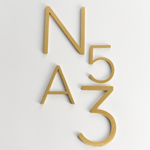 Hammered Solid Brass Floating Lettering | Gold 10cm - 20cm