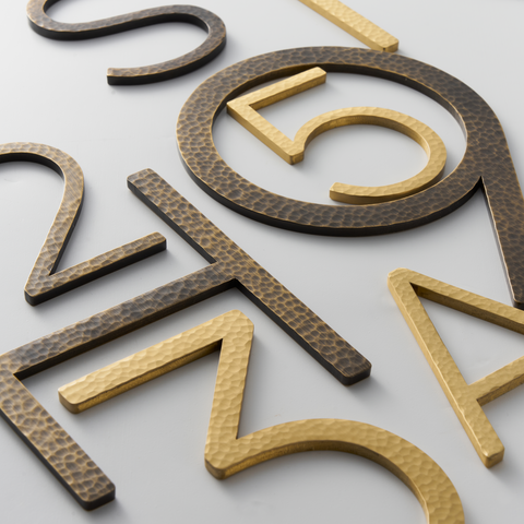 Hammered Solid Brass Floating Lettering | Gold 10cm - 20cm