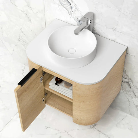 COOGEE Wall Hung Curve Vanity Natural Oak (All Sizes)