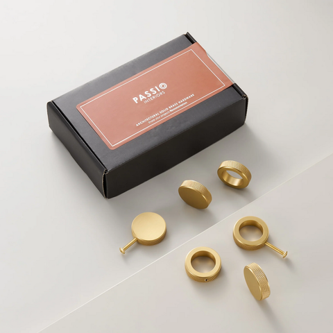 Dalton solid brass knob in satin brass finish, sturdy and elegant drawer or cabinet knob