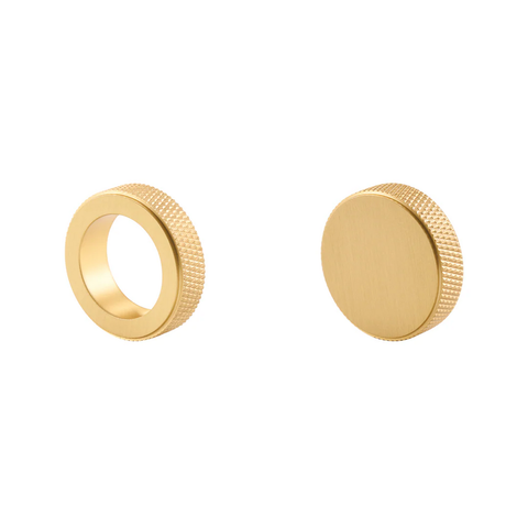 Dalton solid brass knob in satin brass finish, sturdy and elegant drawer or cabinet knob