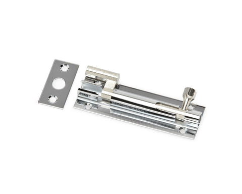 Barrel Bolt Necked in Chrome. Size: 75mm