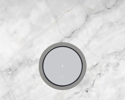 Docking Drawer Flush Motorised Pop-Up Outlet (Silver and Black) with QI Wireless Charging. 3 GPO's, USB-A & USB-C (PD)