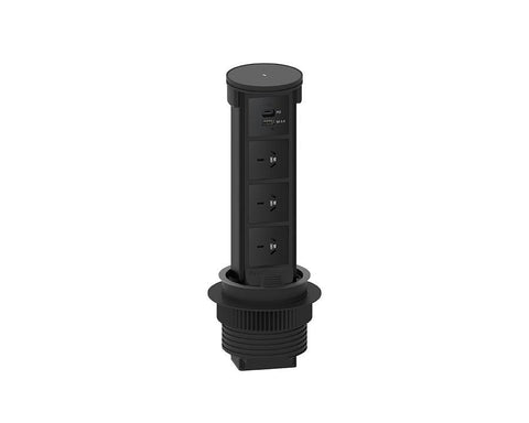 Docking Drawer Flush Pop-Up Outlet with QI Wireless Charging, USB-A & USB