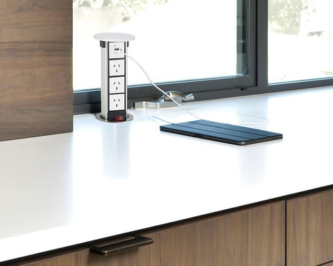 Docking Drawer Pop-Up Outlet with QI Wireless Charging, 3 GPO & 2