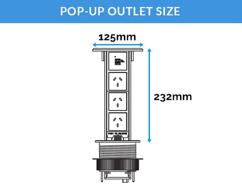 Docking Drawer Pop-Up Outlet with QI Wireless Charging, 3 GPO & 2