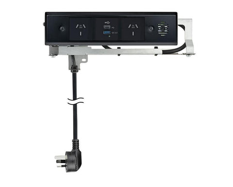 Docking Drawer Trio in Black. Includes 2 GPO & 1 USB-A x 1 USB-C (PD)