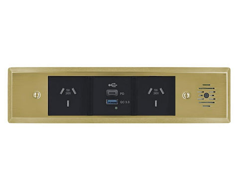 Docking Drawer Trio Cover Plate in Brass Steel