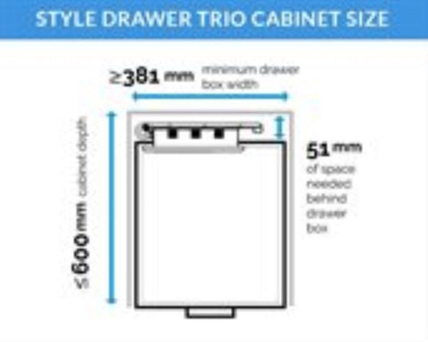Docking Drawer Trio Cover Plate in Stainless Steel