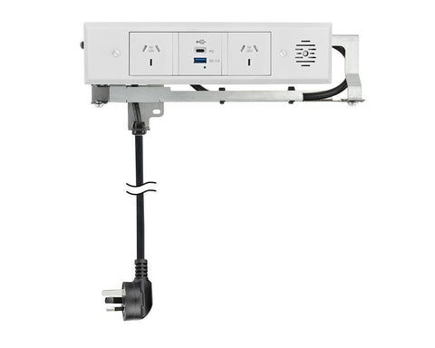 Docking Drawer Trio in White. With 2 GPO & 1 USB-A x 1 USB-C (PD)