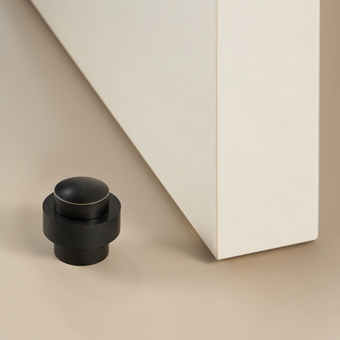 Smooth Solid Brass Door Stop | Black