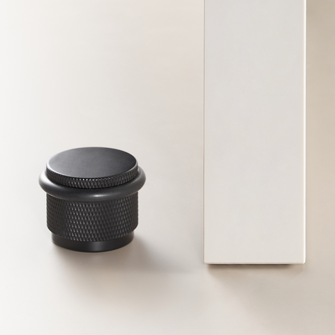 Knurled Solid Brass Door Stop | Black [2024 Version]