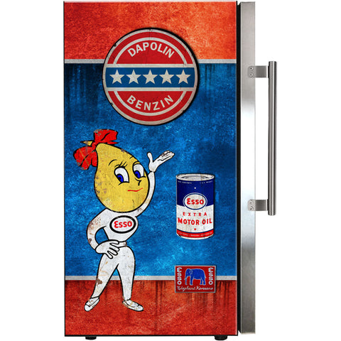 ESSO Schmick Vintage Fuel Pump Triple Glazed Alfresco Bar Fridge With LED Strip Lights - Model SC88-FP-ESSO