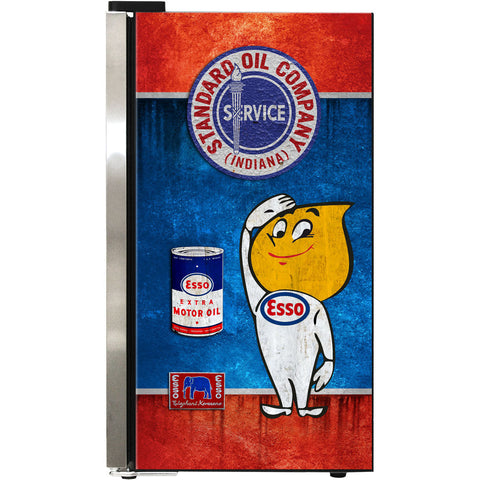 ESSO Schmick Vintage Fuel Pump Triple Glazed Alfresco Bar Fridge With LED Strip Lights - Model SC88-FP-ESSO