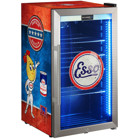 ESSO Schmick Vintage Fuel Pump Triple Glazed Alfresco Bar Fridge With LED Strip Lights - Model SC88-FP-ESSO