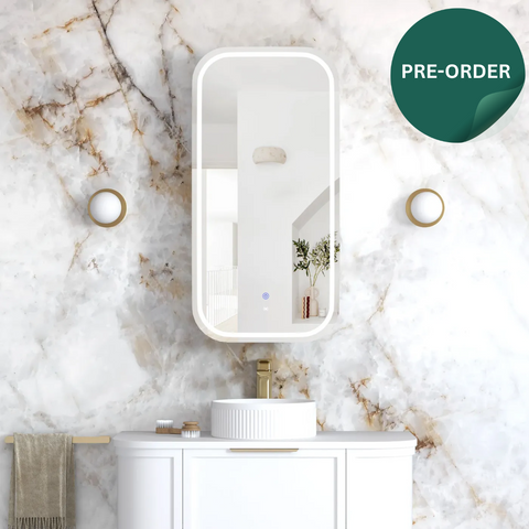 LED NEWPORT Shaving Cabinet 900mm Matte White (3 Colour Function)