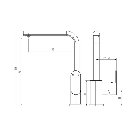 EVA004 – Eva Kitchen Mixer – Chrome sketch