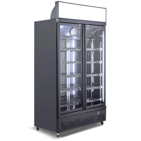 Commercial Upright 2 Door Black Freezer - Model IC COLD FD-BD126AH