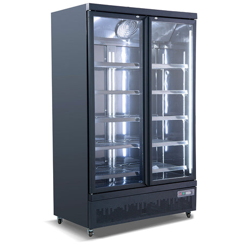 Commercial Upright 2 Door Black Refrigerator - Model IC COLD FC-BD126AH