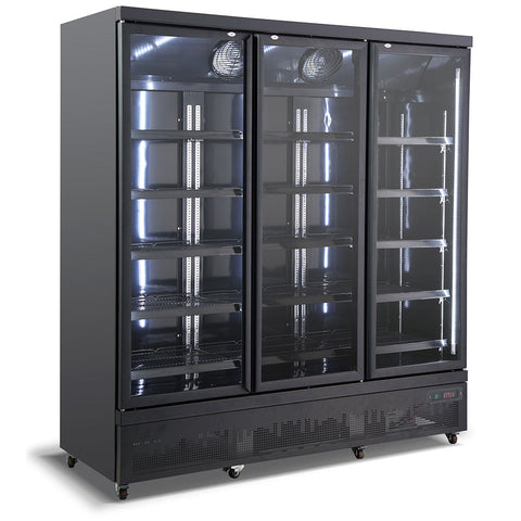 Commercial Upright 3 Door Black Refrigerator - Model IC COLD FC-BT188AH
