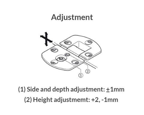 Table Flap Hinge (adjustable) in nickel finish. Length: 56mm. Height: 37mm. Hole distance: 31mm