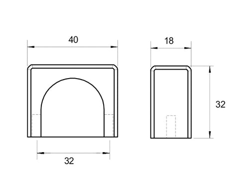 Furnipart Fold knob. Finish: Inox Look. Length: 40mm