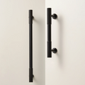 Freya Matte Black Knob with hand-assembled craftsmanship and intricate textured design for coastal and contemporary cabinetry.