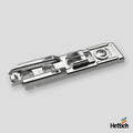 Hettich Sensys Mounting Plate – Linear, Direct-Adjustment Slimline nickel-plated mounting plate with direct-adjustment slot and linear fixing points. Designed for quick alignment and tool-free fine-tuning of your Hettich Sensys hinge system. Supplied with